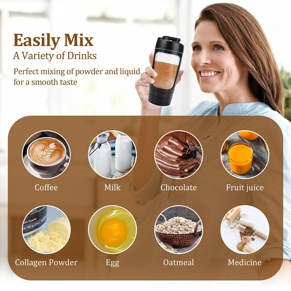 Elektryczny Shaker do Białka 650ml, Przenośny, Wielofunkcyjny Mikser Soków 🏋️‍♂️